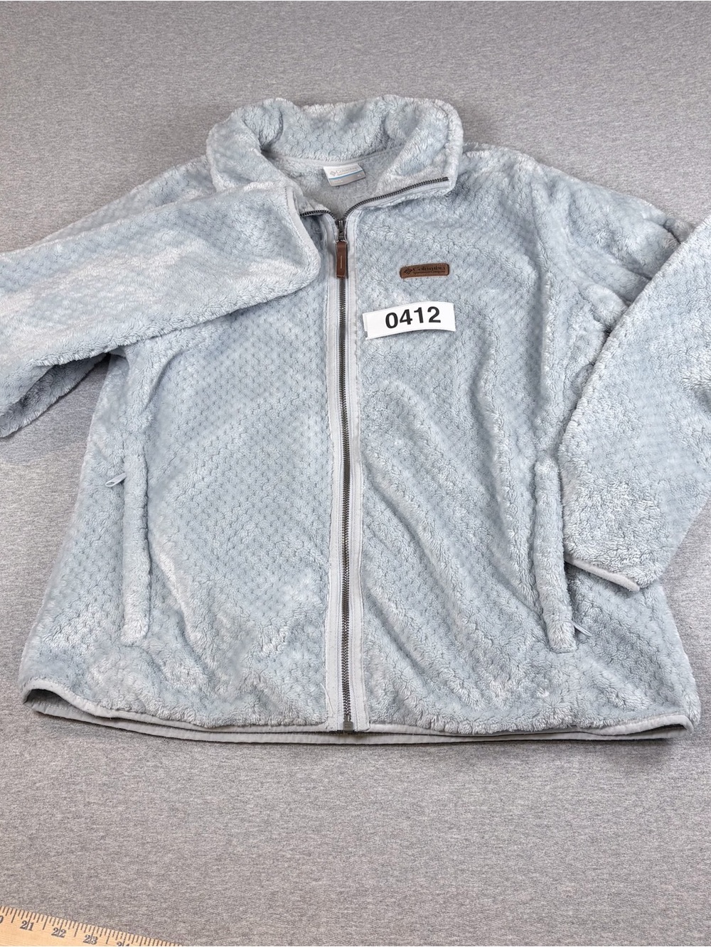 Columbia Womens XL Sherpa Lightweight Full Zip Fleece Jacket Light Blue - Picture 9 of 9
